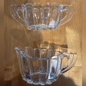2pc Heisey Crystolite Glass Vintage Creamer & Sugar Set Art Deco